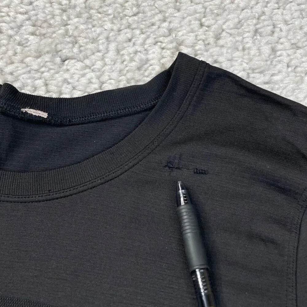 Lululemon Swiftly Tech Long Sleeve Crewneck Shirt Black Womens 10 FLAW